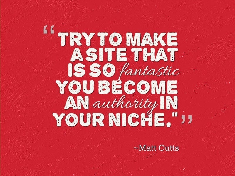 a pinnable quote from Matt Cutts on building an authority blog