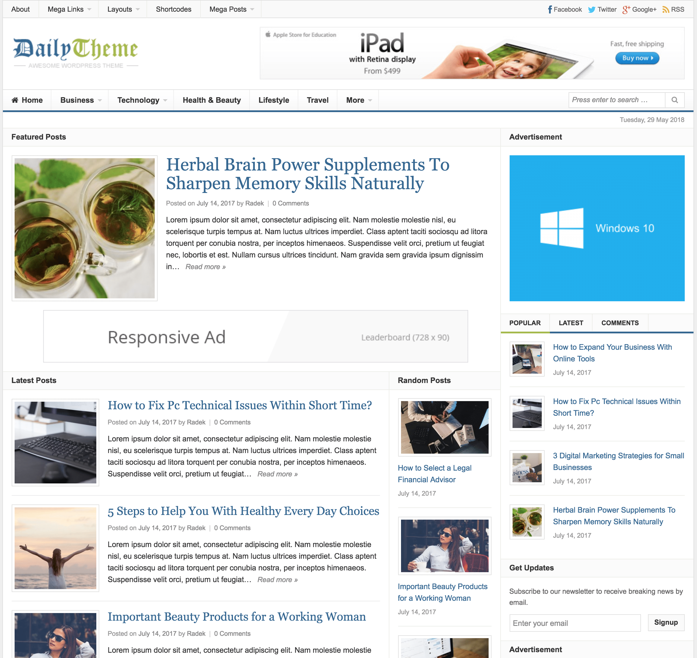 daily self hosted blog theme