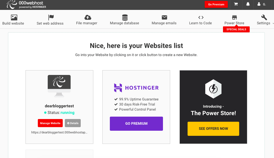 making a free website at 000webhost